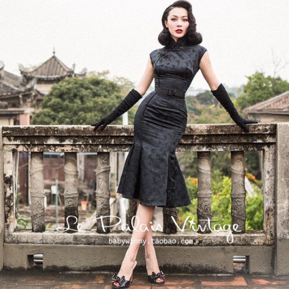 Le Palais Vintage Chinese Cheongsam/QiPao Dress in Black